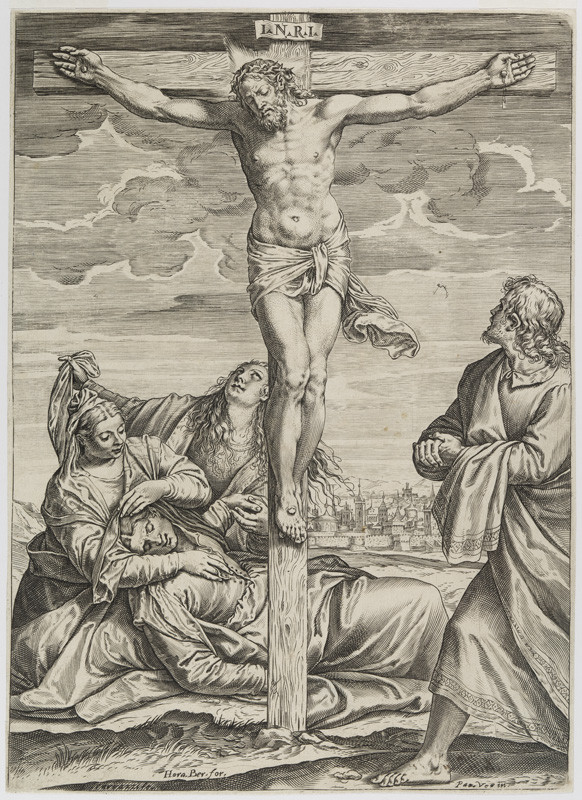 Agostino Carracci - engraver, Paolo Veronese - inventor - The Crucifixion