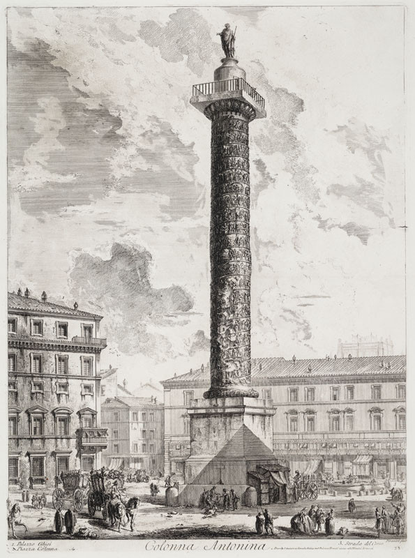 Giovanni Battista Piranesi - engraver, Francesco Piranesi – engraver - Front view of the Column of Marcus Aurelius, from Trofeo o sia Magnifica Colonna coclide