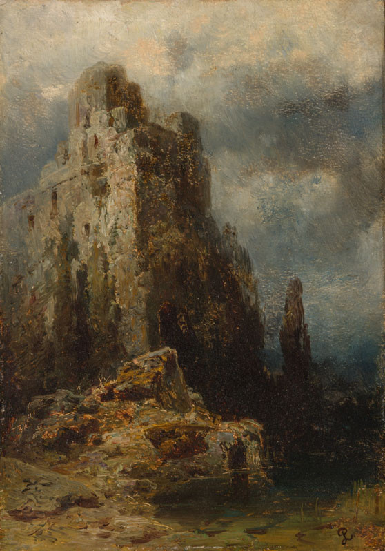 Louisa Piepenhagenová - Romantická krajina s hradní zříceninou