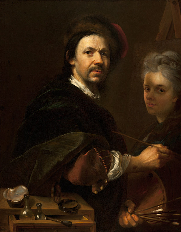 Johann Kupezky - Self-portrait of the Artist at work on the Likeness of His Wife