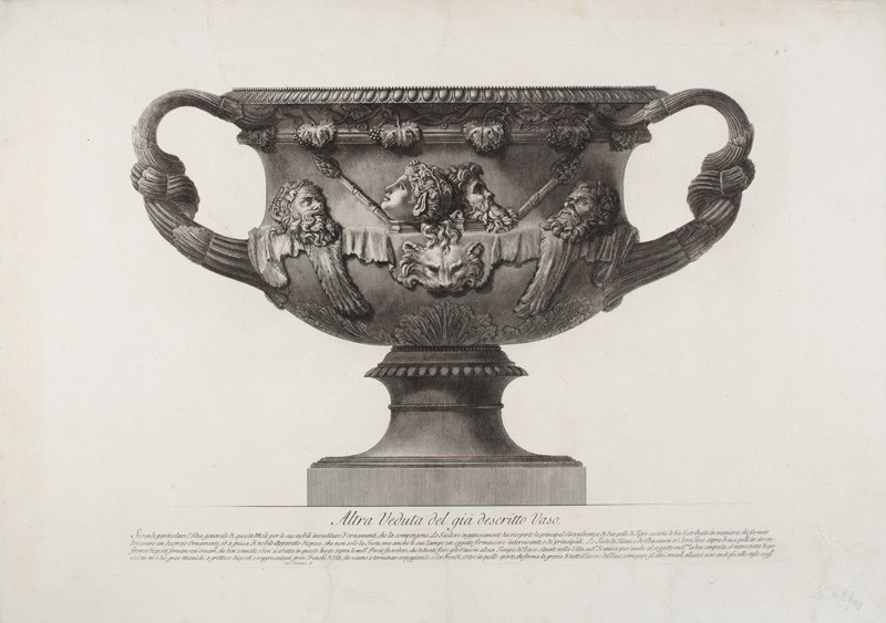 Giovanni Battista Piranesi - rytec, Francesco Piranesi - rytec - Mramorová váza nalezená v roce 1770 poblíž jezera Pantanello, z alba Vasi, Candelabri, Cippi, Sarcofagi, 3