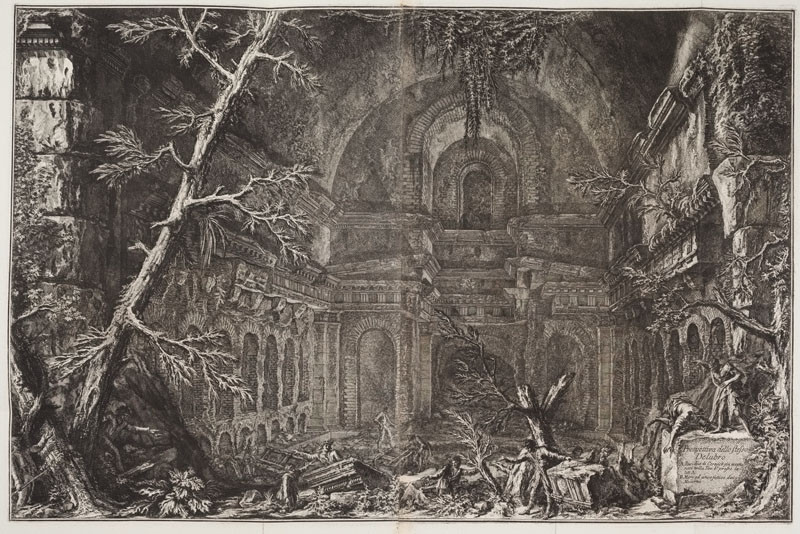 Giovanni Battista Piranesi - engraver - View in perspective of the underground shrine, Di due spelonche ornate dagli antichi alla riva del Lago Albano