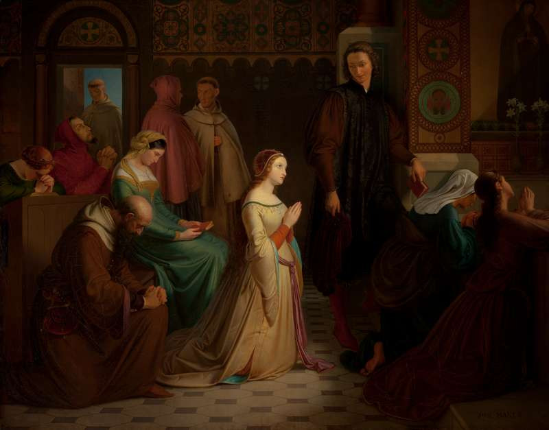 Josef Mánes - Setkání Petrarcy s Laurou v Avignonu roku 1327 - Setkání Petrarky s Laurou v Avignonu roku 1327