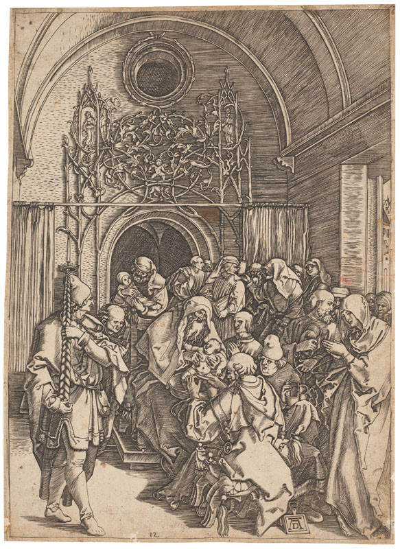 Marcantonio Raimondi - rytec, Albrecht Dürer - inventor - Obřízka Páně z cyklu Život Panny Marie
