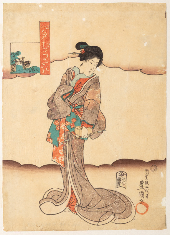 Utagawa Kunisada (Tojokuni III.) - Dívka ve fialové barvě Eda (série Edo Murasaki)