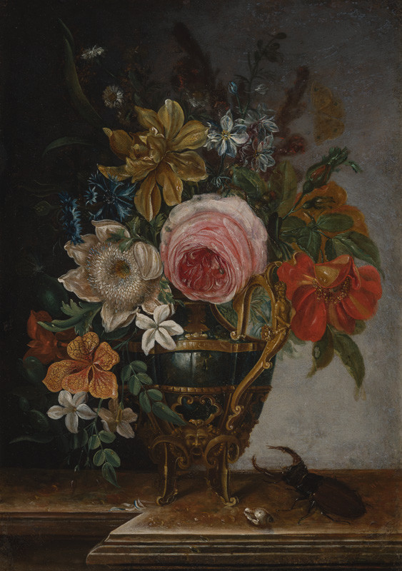 Johann Caspar Hirschely - Bouquet in a Mannerist Vase