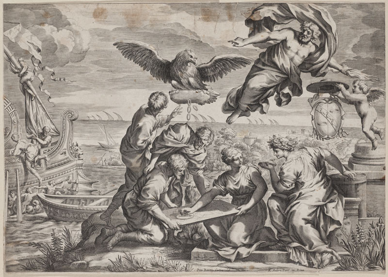 Charles Audran - rytec, Pietro da Cortona - inventor - Zeus poroučí větrům