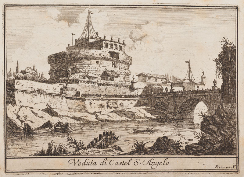Giovanni Battista Piranesi - rytec - Veduta Andělského hradu, Varie vedute di Roma antica e moderna