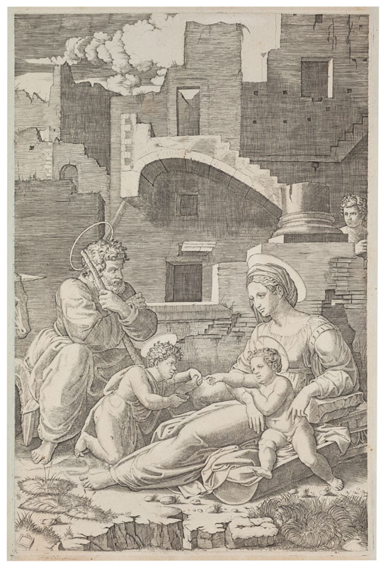 Marcantonio Raimondi - engraver, Raphael - inventor - Virgin with the long thigh