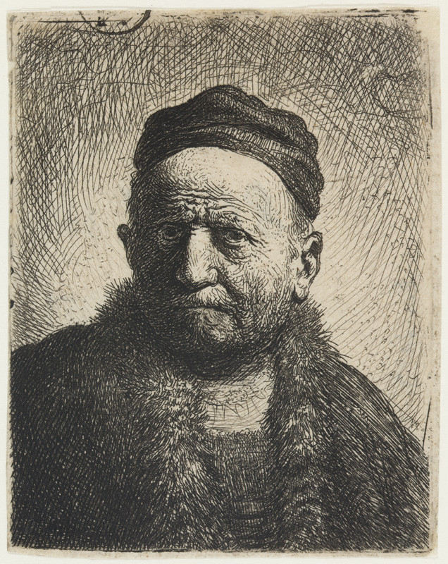 Rembrandt Harmenszoon van Rijn - Podobizna muže s nízkým baretem (umělcův otec?)
