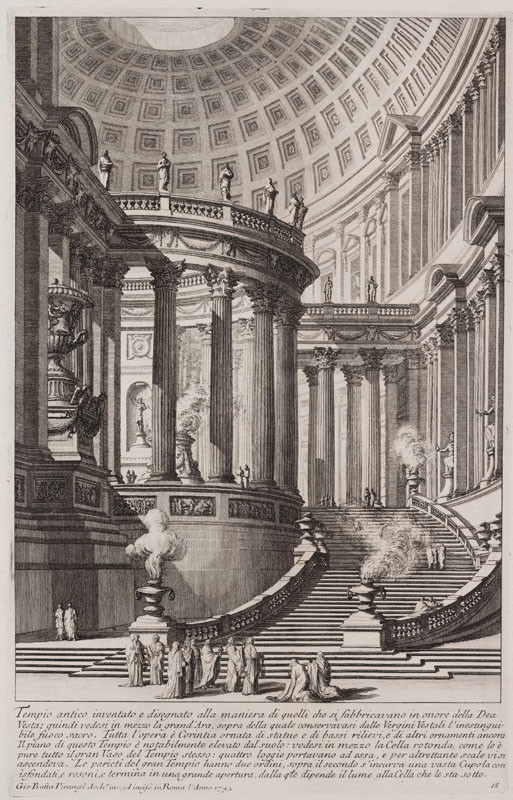 Giovanni Battista Piranesi - rytec - Antický chrám (Tempio antico), z alba Prima Parte