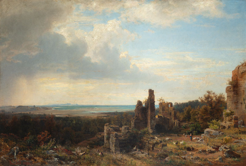 Wilhelm Riedel - Landscape with Ruins in the Rhön Mountains (Rhön, Landscape with Ruins in Mittelgebirge)