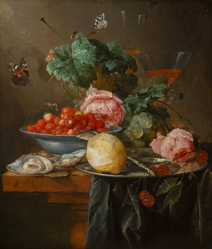 Jan Davidsz. de Heem - Zátiší s ovocem, květinami a ústřicemi