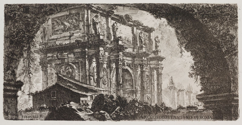Giovanni Battista Piranesi - rytec - Konstantinův oblouk v Římě, z cyklu Antichità Romane de´Tempi della Repubblica, list 9