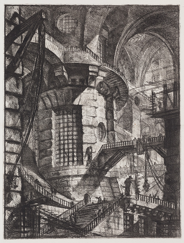 Giovanni Battista Piranesi - Válcová věž, z cyklu Carceri (Žaláře)