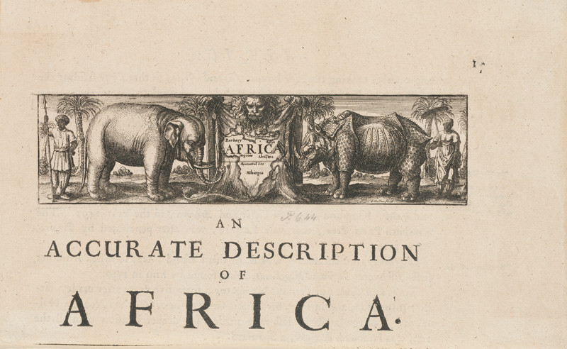 Václav Hollar - rytec - Viněta k úvodní stati knihy Africa Johna Ogilbyho s mapou Afriky