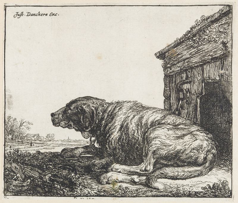 Simon de Vlieger - Přivázaný pes, z cyklu Různá zvířata