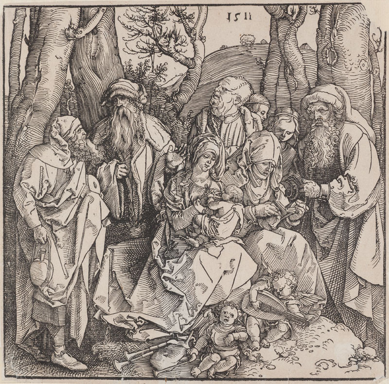 Albrecht Dürer - rytec - Sv. Rodina se sv. Jáchymem a sv. Annou