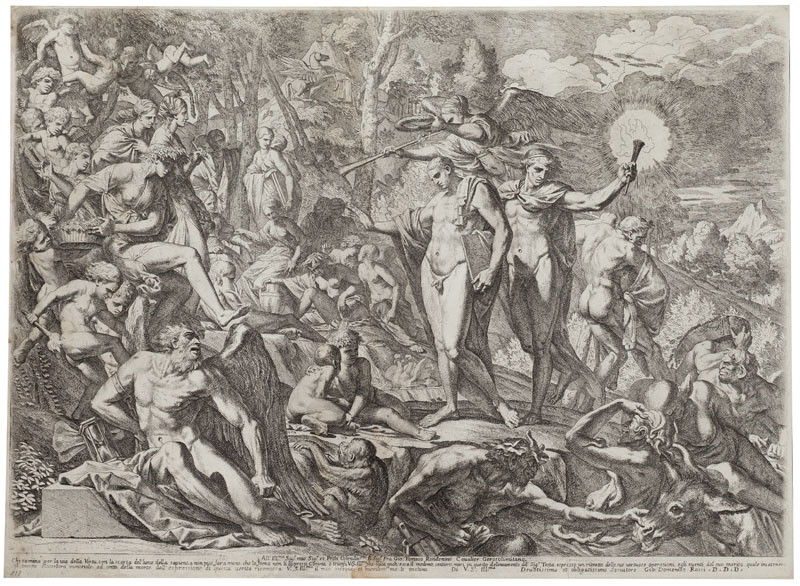 Pietro Testa - rytec - Triumf ctnostného malíře na Parnasu