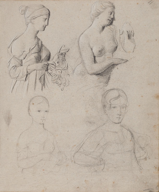 František Tkadlík - Sheet from Sketchbook A - four female half-figures
