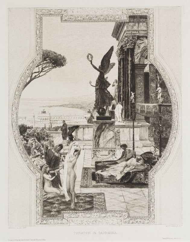 Wilhelm Woernle - rytec, Gustav Klimt - inventor - Divadlo v Taormině, podle nástropní malby pro Burgtheater ve Vídni