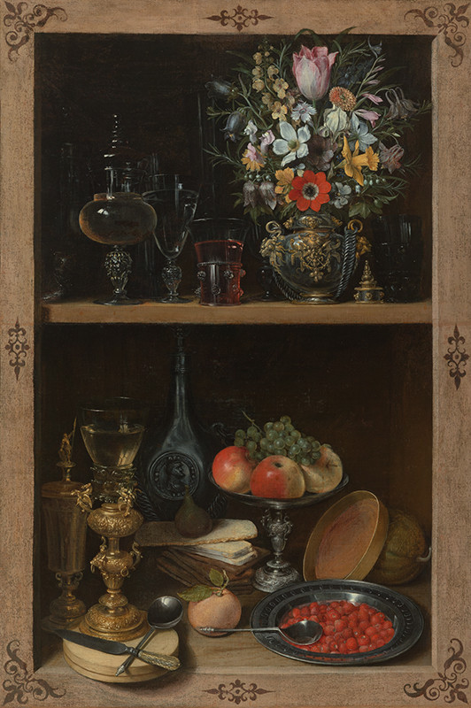 Georg Flegel - Regál s ovocem a květinami