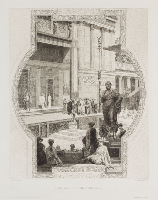 Wilhelm Woernle - rytec, Franz Matsch - inventor - Výjev z antického divadla, podle nástropní malby pro Burgtheater ve Vídni