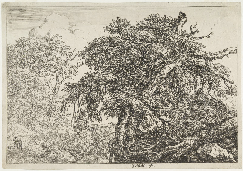 Jacob van Ruisdael - Krajina se dvěma muži a psem na cestě