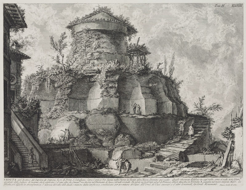 Giovanni Battista Piranesi - engraver - View of the remains of the tomb of the Scipios, Le Antichita Romane II