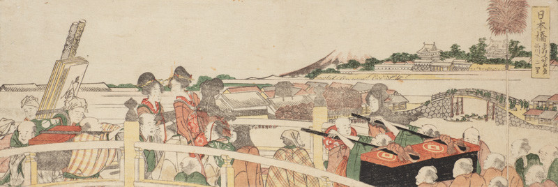 Kacušika Hokusai - Ruch na mostě Nihonbaši