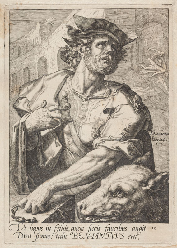 Jacques de Gheyn II. - rytec, Karel van Mander - inventor (tvůrce předlohy), Jan Pitten - vydavatel - Benjamin, z cyklu Dvanáct synů Jákobových