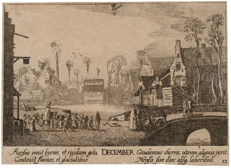 Wenceslaus Hollar - engraver, Johann Tscherningk - publisher, Jan van de Velde - inventor - December from the cycle Twelve Months