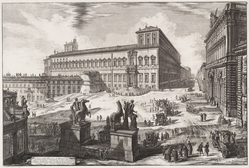 Giovanni Battista Piranesi - rytec - Piazza di Monte Cavallo (Pohled na náměstí Monte Cavallo), Vedute di Roma