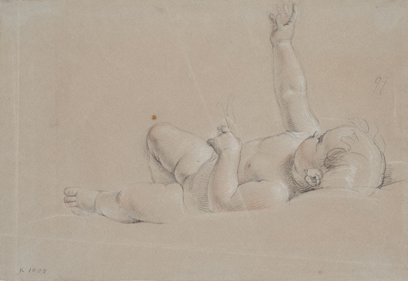 František Tkadlík - Study of a lying down child for the painting Madonna Adoring the Child