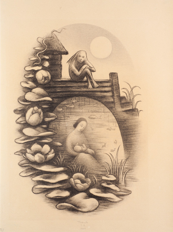 Jan Zrzavý - Illustration Water Sprite from A Posy of National Folk Tales by Karel Jaromír Erben