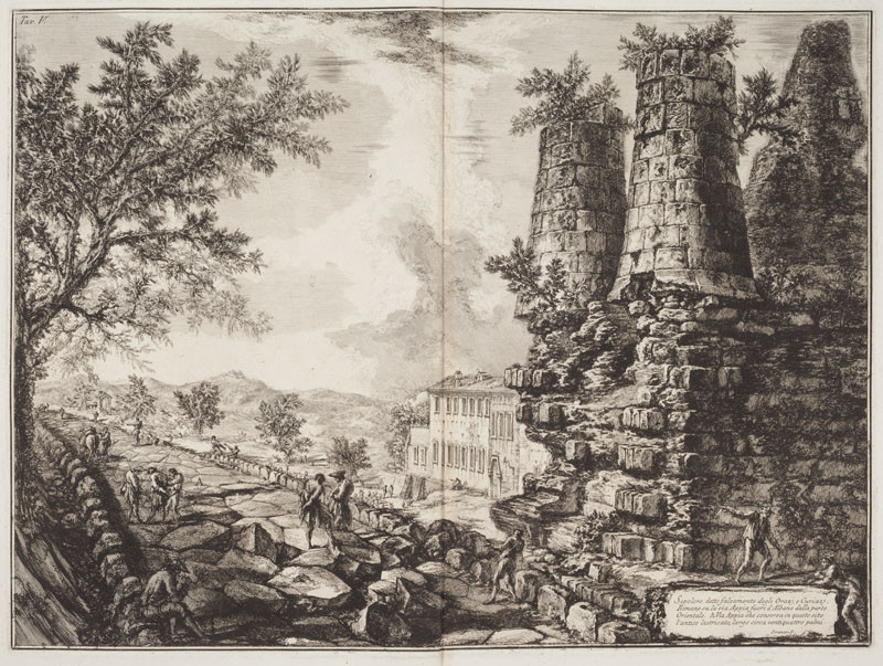 Giovanni Battista Piranesi - rytec - Hrobka nesprávně zvaná Horatiů a Curatiů, z alba Antichità d´Albano e di Castel Gandolfo, list V