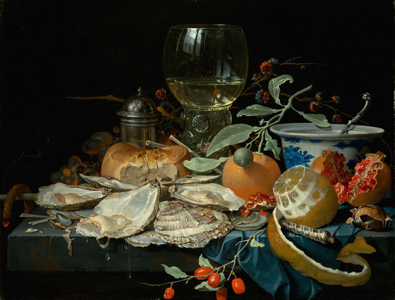 Abraham Mignon - Still Life with a Goblet of Wine, Fruit and Oysters