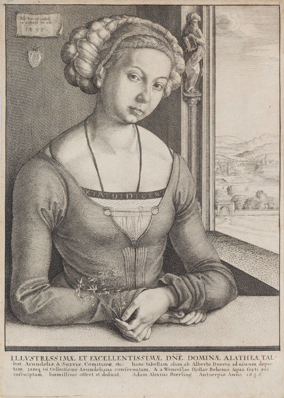 Wenceslaus Hollar - etcher, Albrecht Dürer - inventor - Portrait of a Young Woman with Her Hair Pinned Up